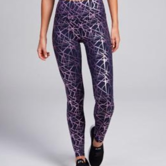 Terez Pants - NWT Terez Navy Lilac Shattered foil leggings